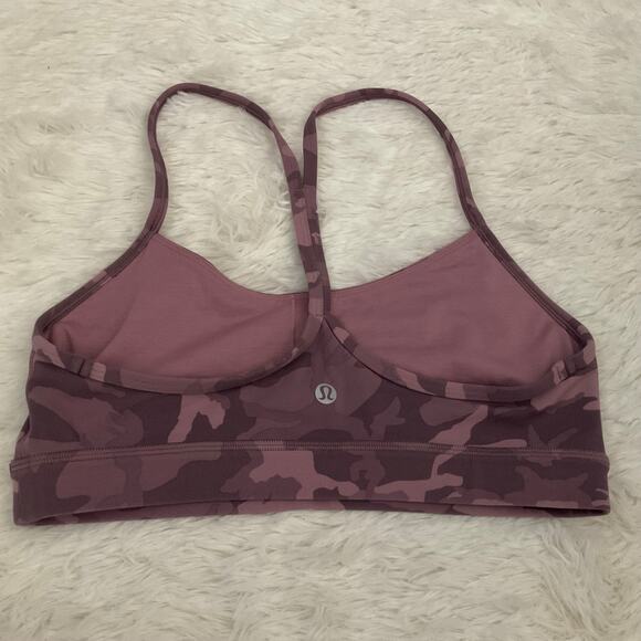 Lululemon Flow Y Purple/Pink Camo Sports Bra - Size 8 - Picture 4 of 5